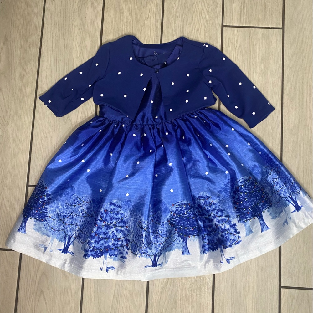 Pippa & Julie Blue and White Christmas Dress